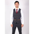 Mens Herringbone Tweed 3 Piece Navy Red Check Suit Vintage 1920s Tailored Fit - Knighthood Store