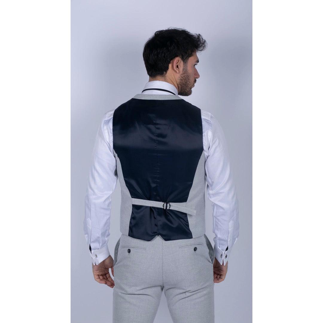 Mens Tweed Light Grey 3 Piece Suit Tailored Fit Classic Vintage 1920s Wedding - Knighthood Store