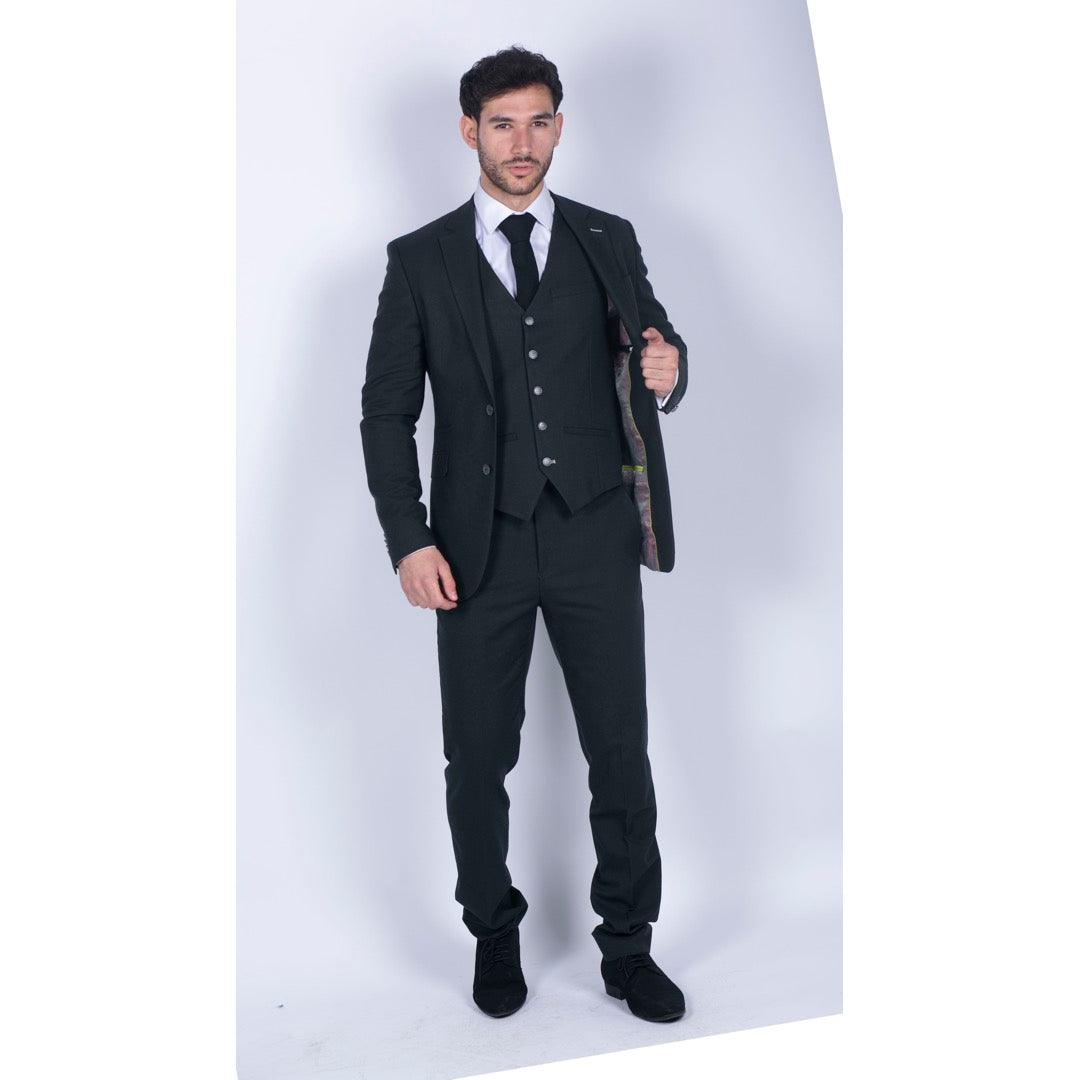 Mens Tweed Olive Green 3 Piece Suit Tailored Fit Classic Vintage 1920s Wedding - Knighthood Store