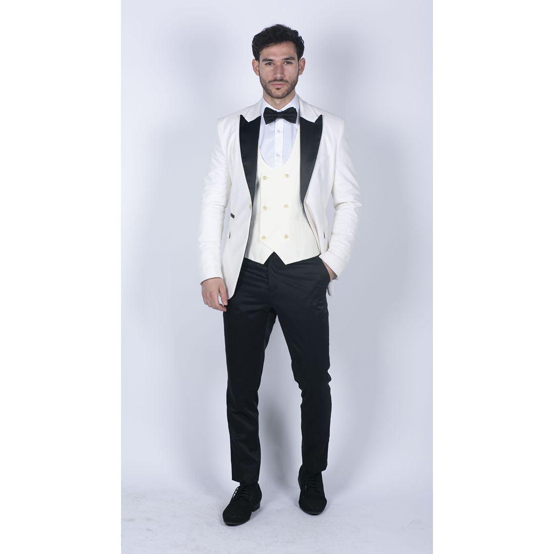 Mens Soft Velvet Ivory Cream 1 Button Dinner Jacket Tuxedo Blazer Smart Casual Fit - Knighthood Store
