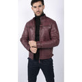 Mens Retro Style Zipped Biker Jacket Real Leather Soft Black Casual - Knighthood Store