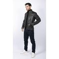 Mens Retro Style Zipped Biker Jacket Real Leather Soft Black Casual - Knighthood Store