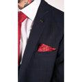 Mens Navy Check 3 Piece Suit Red Edinson Marc Darcy Classic Vintage Wedding - Knighthood Store