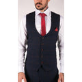 Mens Navy Check 3 Piece Suit Red Edinson Marc Darcy Classic Vintage Wedding - Knighthood Store