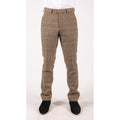 Mens Vintage Tweed Check Trouser Herringbone Tan Brown Slim Fit Regular - Knighthood Store