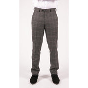 Mens Blue Herringbone Tweed Trousers Vintage Tailored Fit Grey Blue Wedding - Knighthood Store