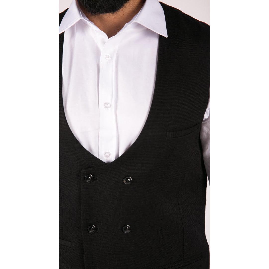 Mens Double Breasted Felt Tweed Vintage Retro Classic Waistcoat Slim Fit Herringbone - Knighthood Store