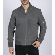 Mens Genuine Suede Bomber Jacket Leather Casual Varsity VIntage Smart Casual - Knighthood Store