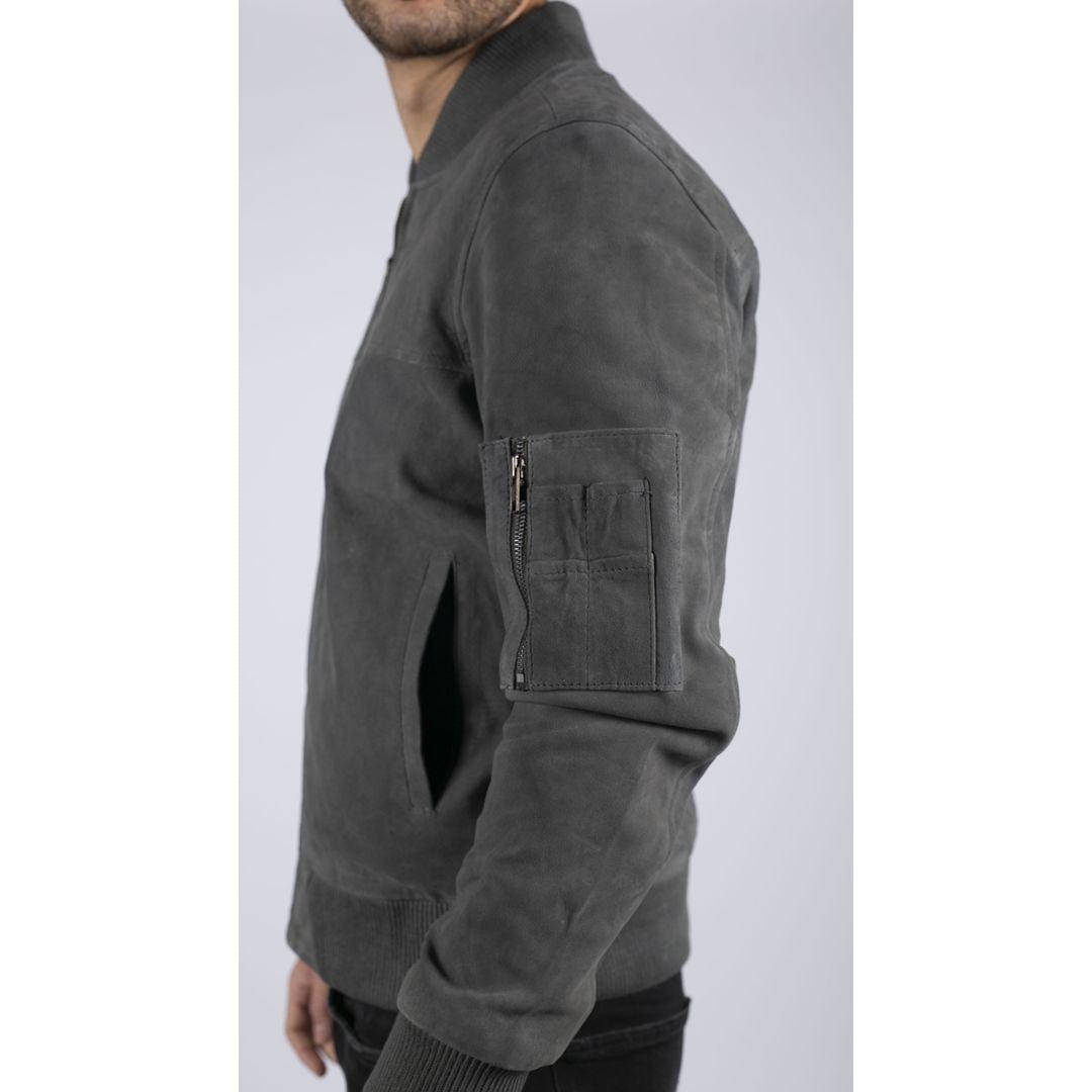 Mens Genuine Suede Bomber Jacket Leather Casual Varsity VIntage Smart Casual - Knighthood Store