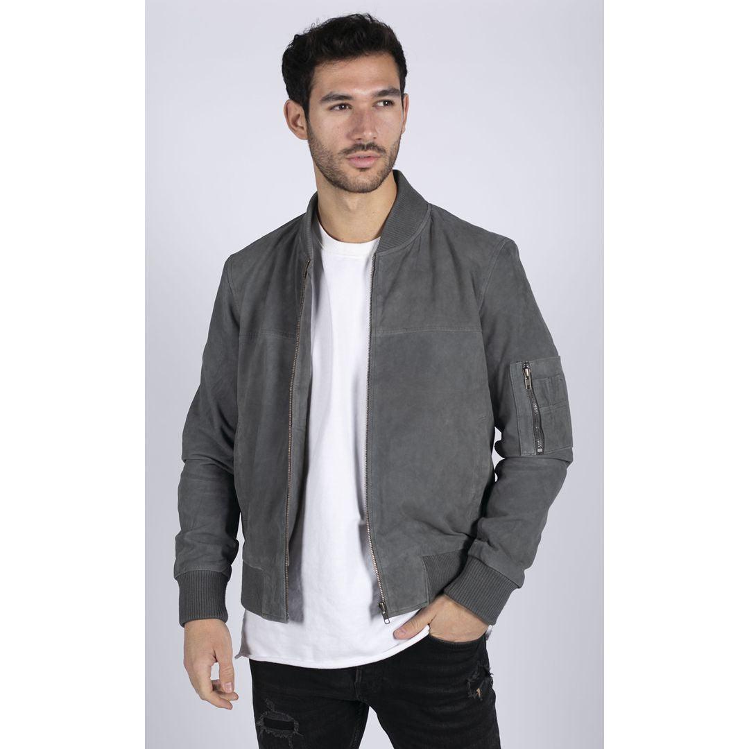 Mens Genuine Suede Bomber Jacket Leather Casual Varsity VIntage Smart Casual - Knighthood Store