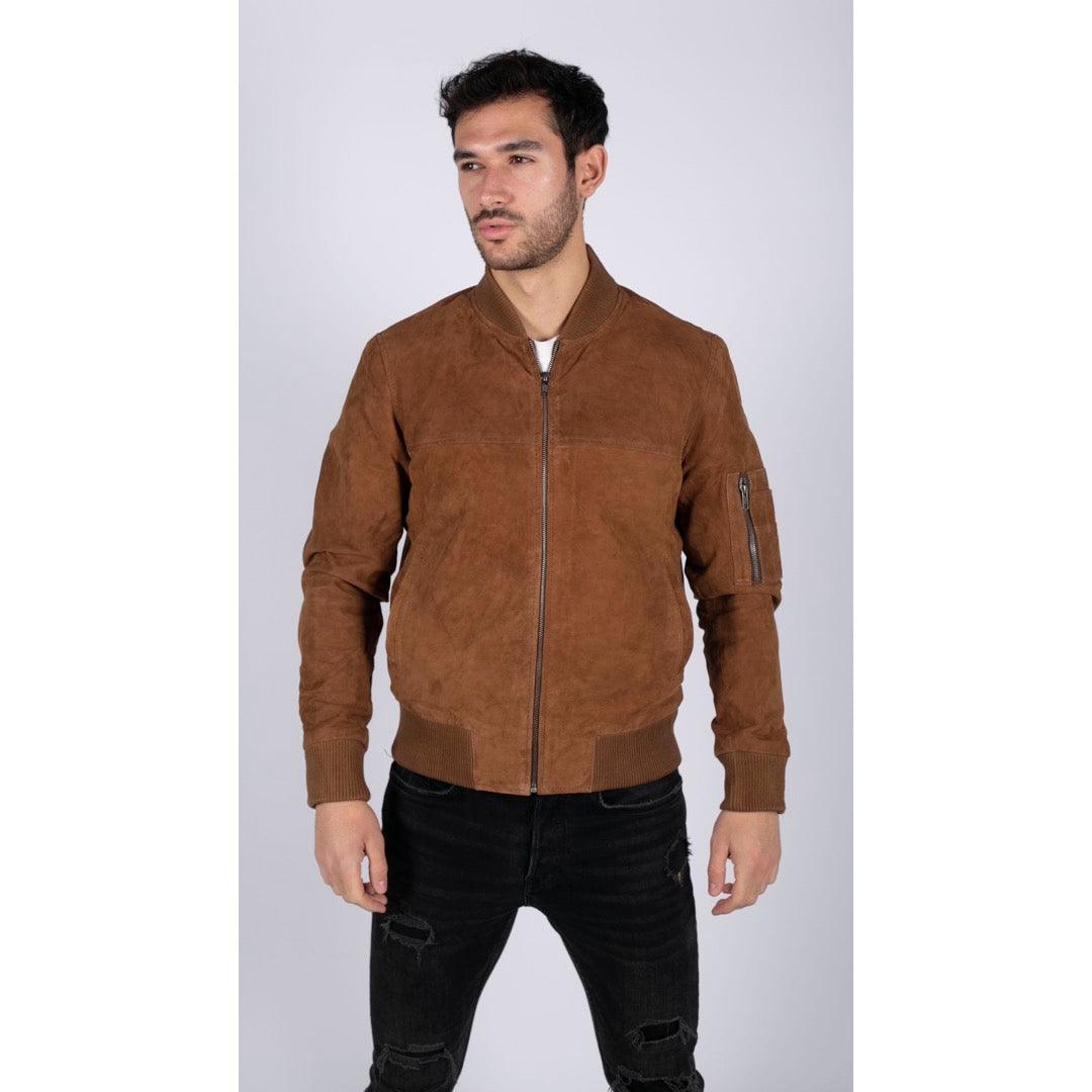 Mens Real Suede Leather Varsity Bomber College Jacket Classic Retro Vi