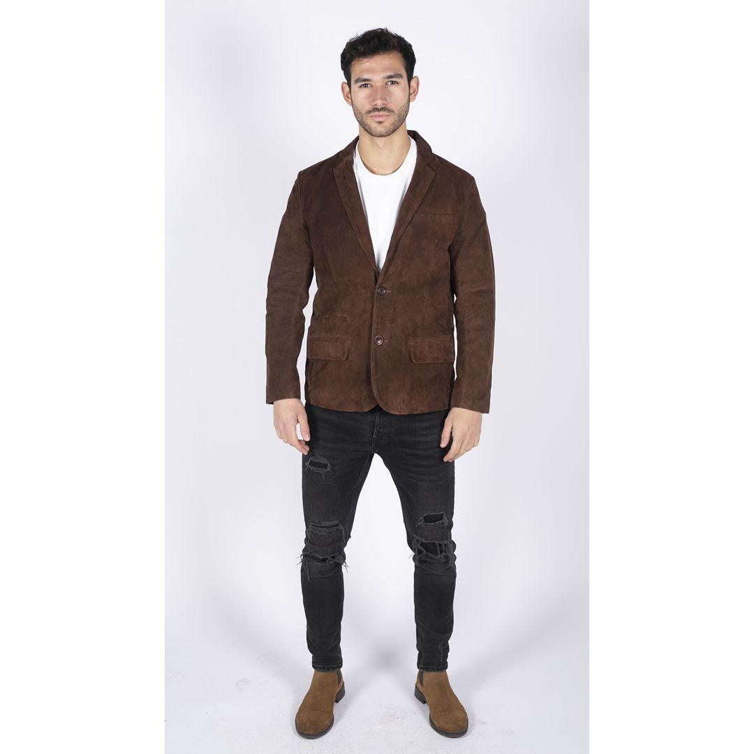 Mens Genuine Suede Blazer Style Jacket Leather Mens Classic VIntage Smart Casual - Knighthood Store