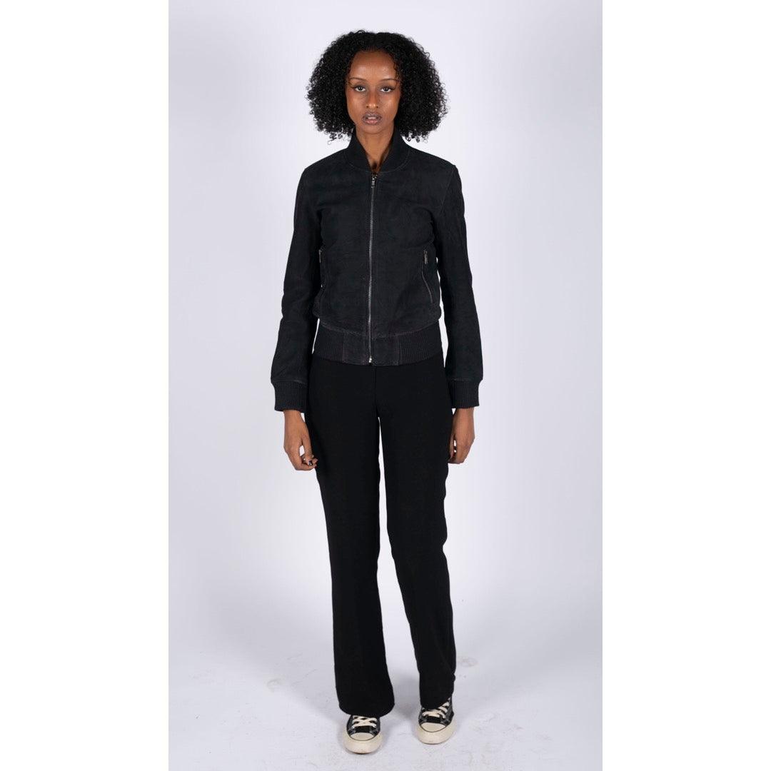 Womens Genuine Suede Bomber Jacket Leather Casual Varsity Vintage Casual - Knighthood Store
