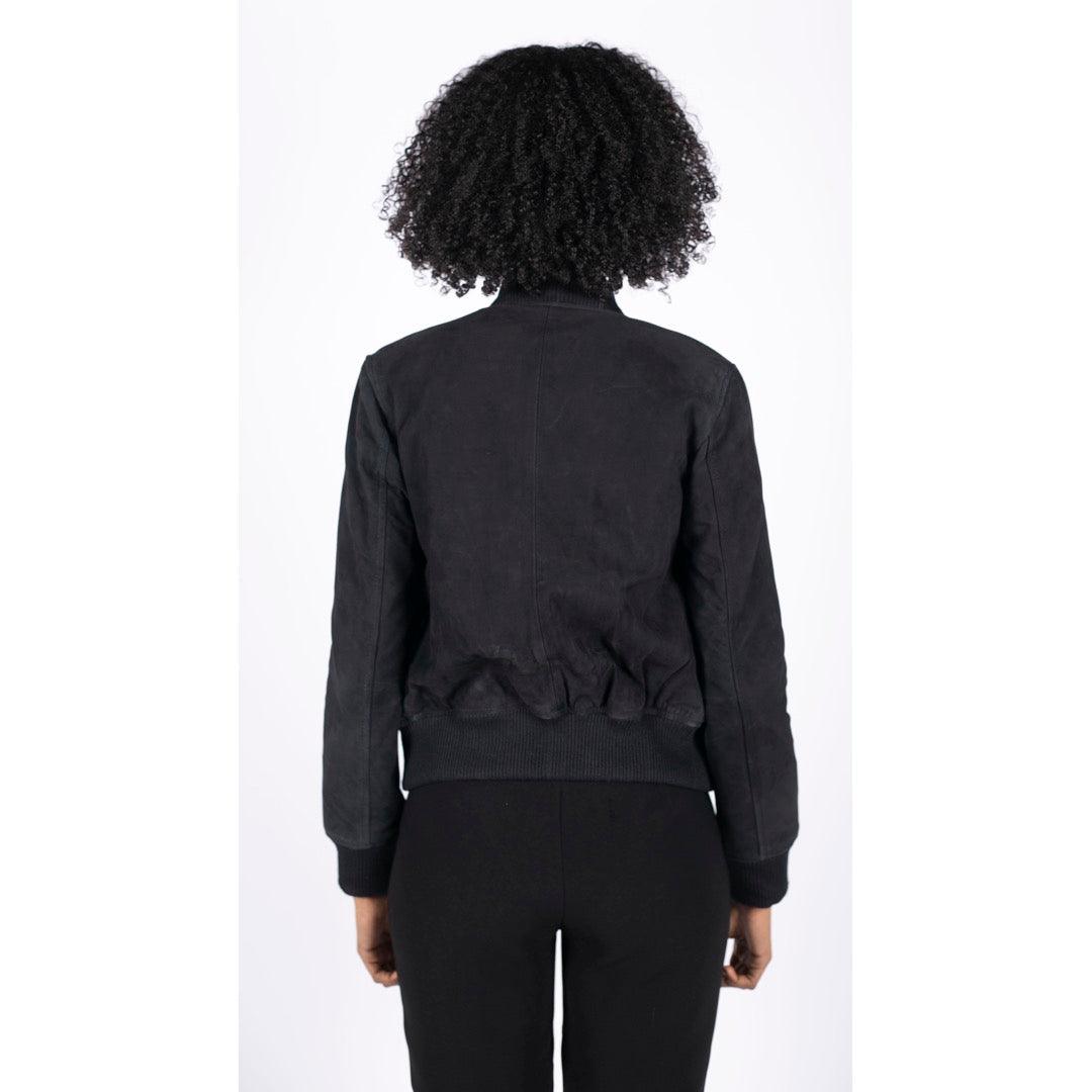 Womens Genuine Suede Bomber Jacket Leather Casual Varsity Vintage Casual - Knighthood Store