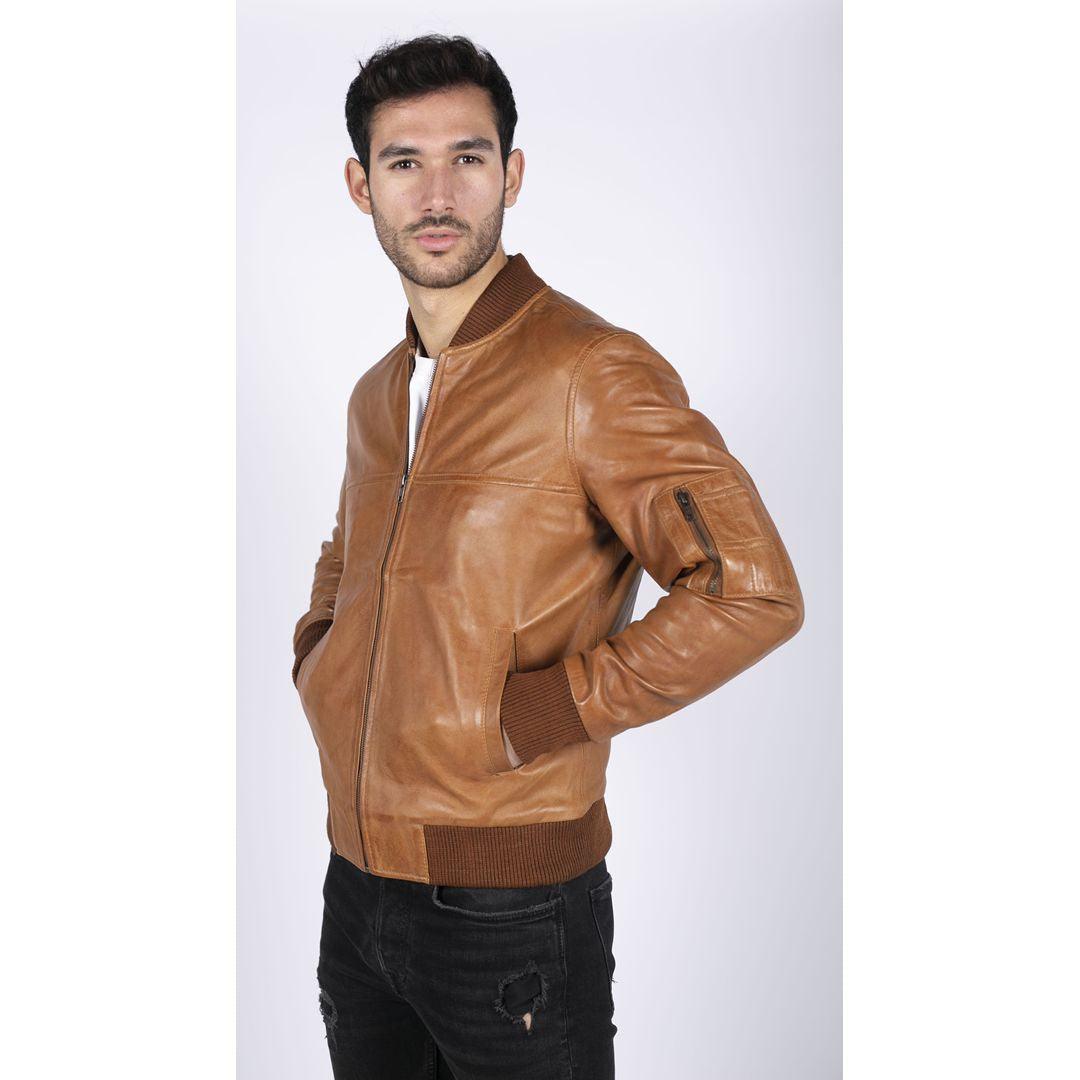 Mens Genuine Leather Bomber Jacket Leather Casual Varsity VIntage Smart Casual - Knighthood Store