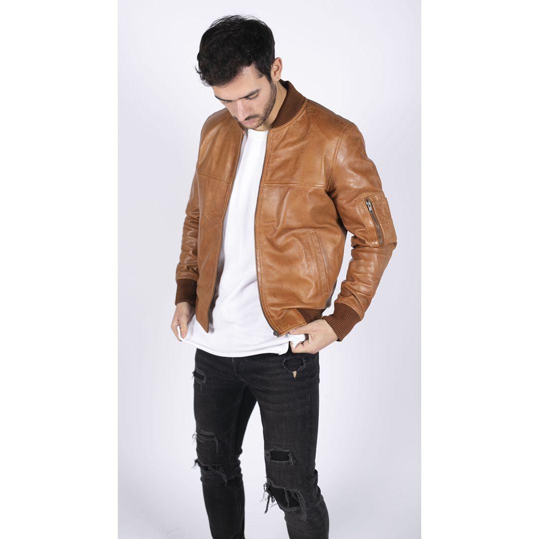 Mens Genuine Leather Bomber Jacket Leather Casual Varsity VIntage Smart Casual - Knighthood Store