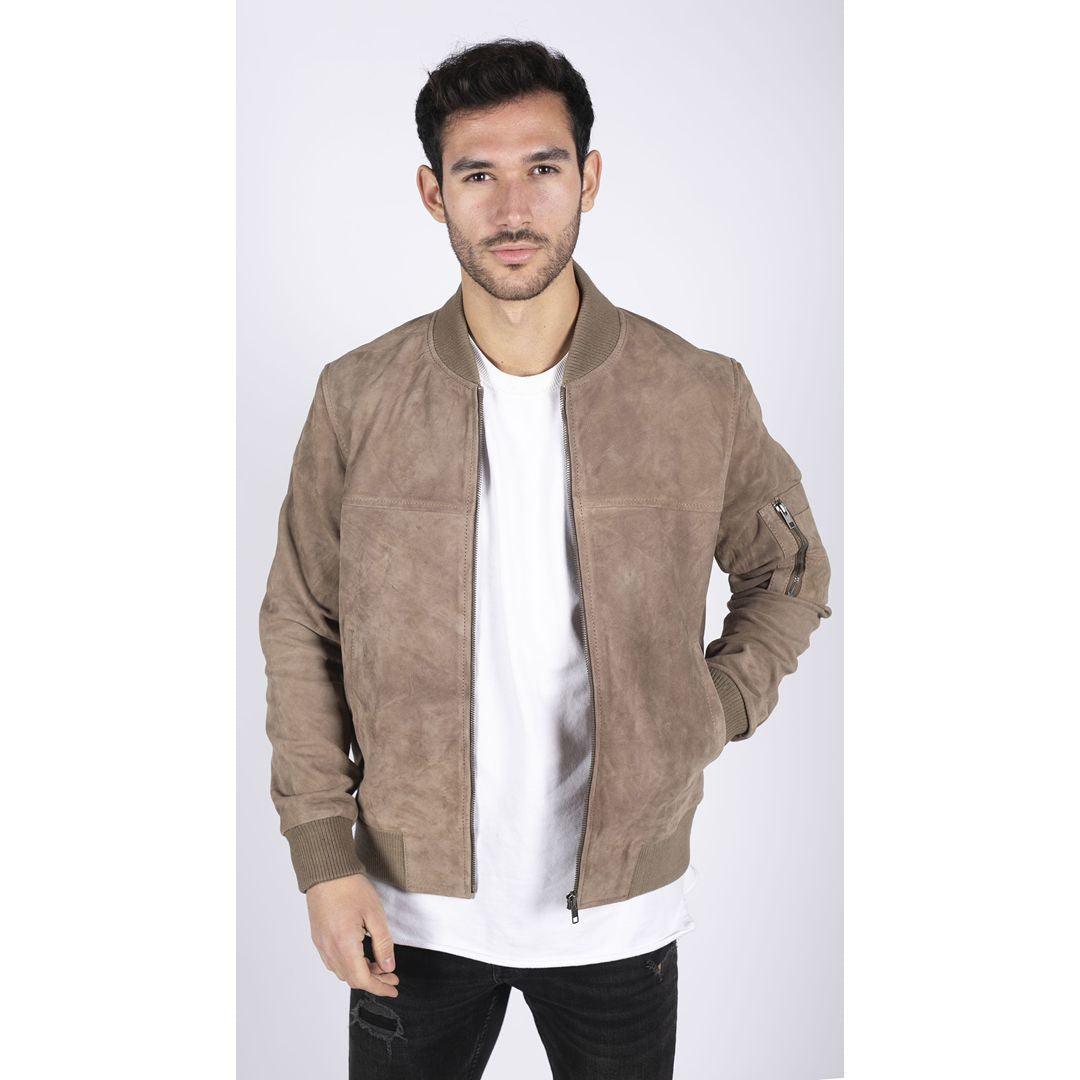 Mens Genuine Suede Bomber Jacket Leather Casual Varsity VIntage Smart Casual - Knighthood Store
