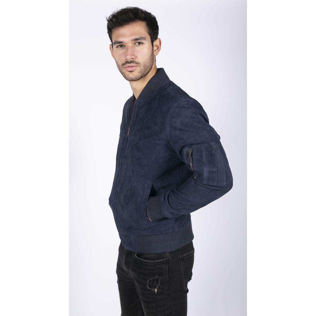 Mens Genuine Suede Bomber Jacket Leather Casual Varsity VIntage Smart Casual - Knighthood Store