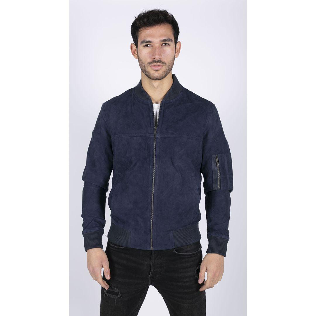 Mens Genuine Suede Bomber Jacket Leather Casual Varsity VIntage Smart Casual - Knighthood Store
