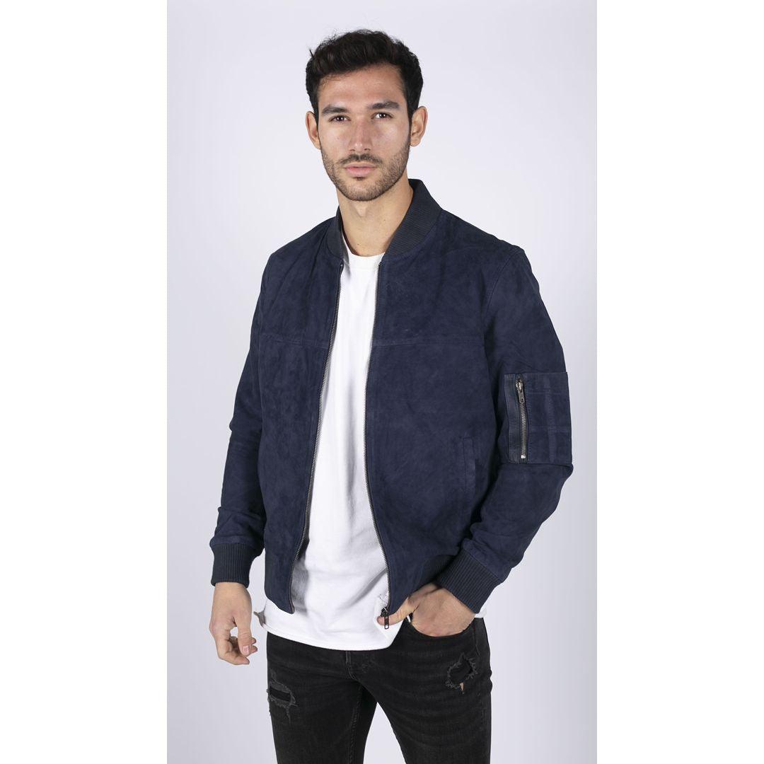 Mens Genuine Suede Bomber Jacket Leather Casual Varsity VIntage Smart Casual - Knighthood Store