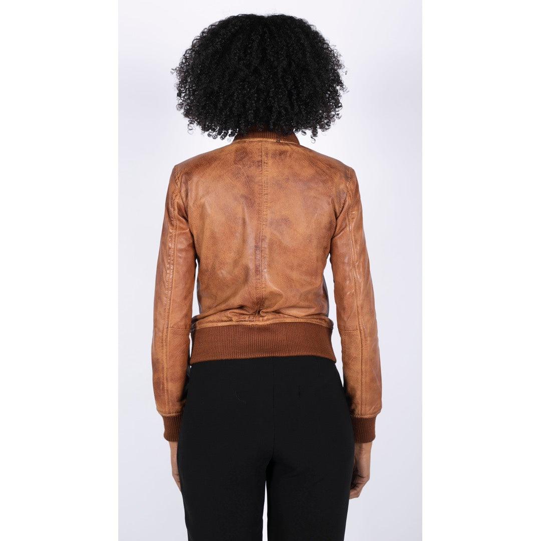 Womens Genuine Leather Bomber Jacket Real Leather Casual Varsity Vintage Casual - Knighthood Store