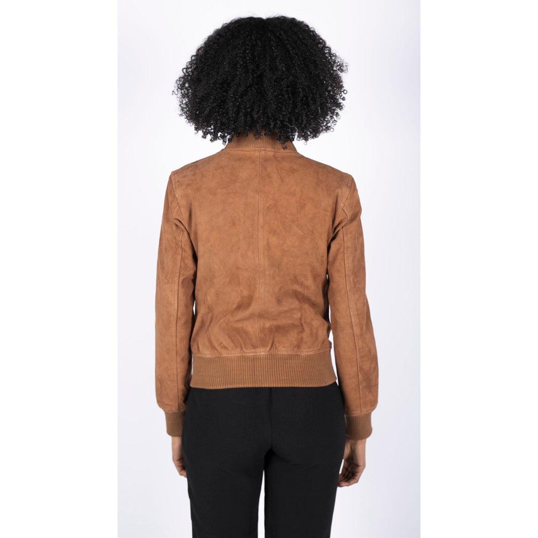 Womens Genuine Suede Bomber Jacket Leather Casual Varsity Vintage Casual - Knighthood Store