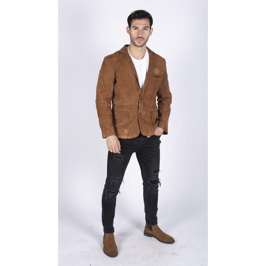 Mens Genuine Suede Blazer Style Jacket Leather Mens Classic VIntage Smart Casual - Knighthood Store