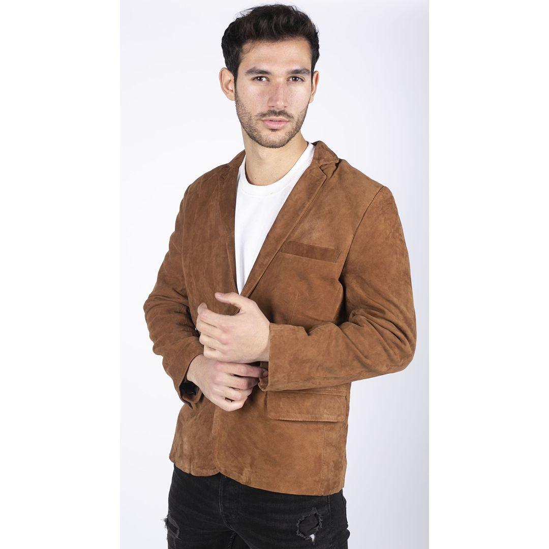 Mens Genuine Suede Blazer Style Jacket Leather Mens Classic VIntage Smart Casual - Knighthood Store