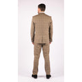 albert - Men's Boys 3 Piece Tweed Herringbone Check Tan Brown Suit - Knighthood Store