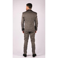 Mens Check Tweed Wool 3 Piece Tan Brown Beige Suit Vintage Retro Tailored Fit - Knighthood Store