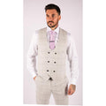 Mens Light Grey Check 3 Piece Suit Double Breasted Waoistcoat Tailored Fit - Knighthood Store