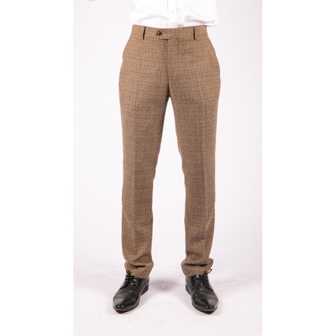 Mens Trousers Tweed Check Vintage Retro Peaky Blinders Tailored Fit 1920s - Knighthood Store