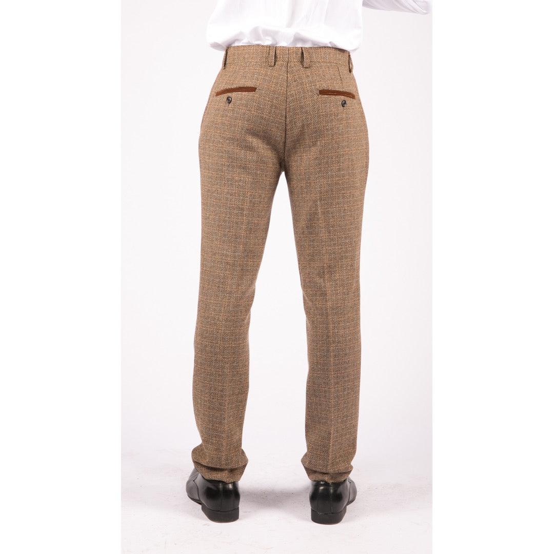 Mens Trousers Tweed Check Vintage Retro Peaky Blinders Tailored Fit 1920s - Knighthood Store