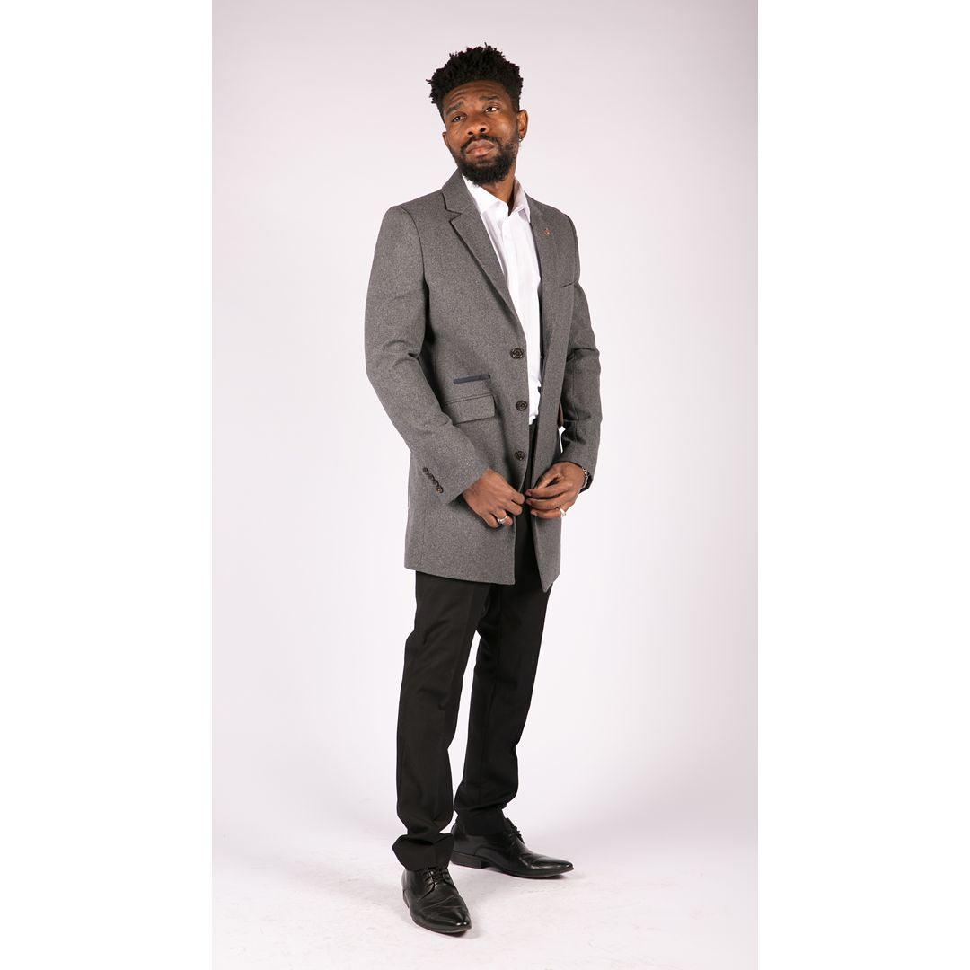 Mens Smart Casual 3/4 Wool Overcoat Jacket Herringbone Tweed 3 Button Coat - Knighthood Store