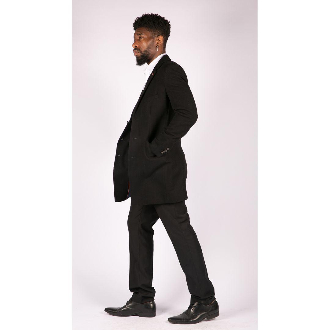 Mens Smart Casual 3/4 Wool Overcoat Jacket Herringbone Tweed 3 Button Coat - Knighthood Store