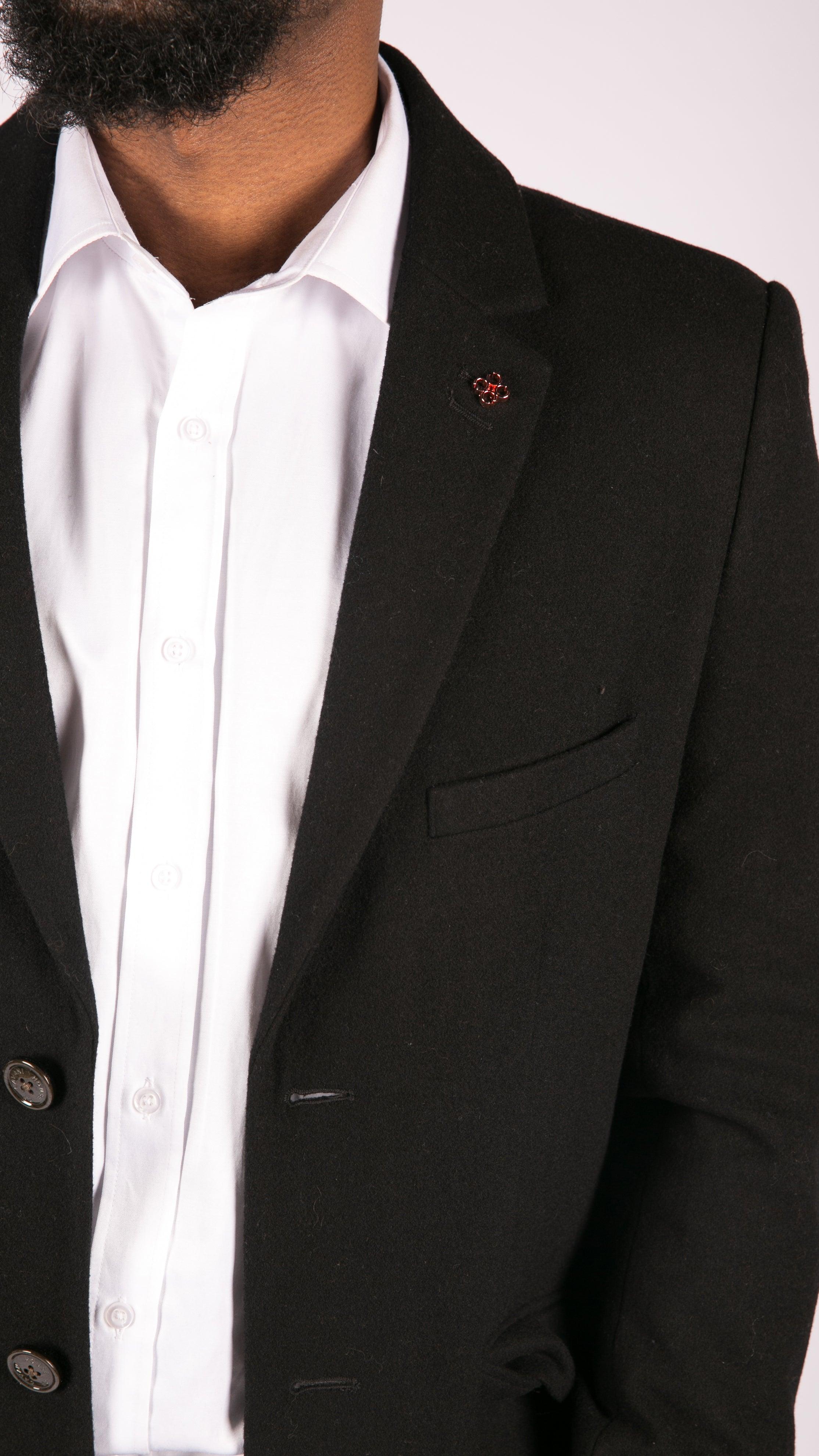 Mens Smart Casual 3/4 Wool Overcoat Jacket Herringbone Tweed 3 Button Coat - Knighthood Store