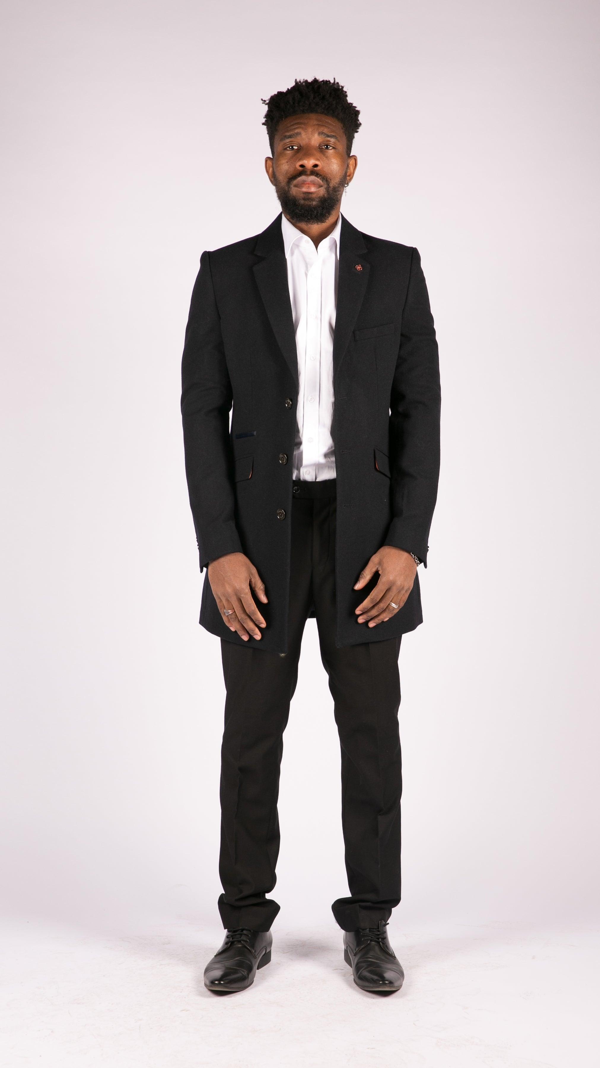 Mens Smart Casual 3/4 Wool Overcoat Jacket Herringbone Tweed 3 Button Coat - Knighthood Store