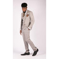 Mens 3 Piece Cream Suit Tweed Check Vintage Retro Tailored Fit 1920s - Knighthood Store