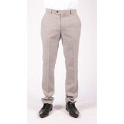 Mens Trousers Tweed Check Vintage Retro Peaky Tailored Fit 1920s Cream Beige - Knighthood Store