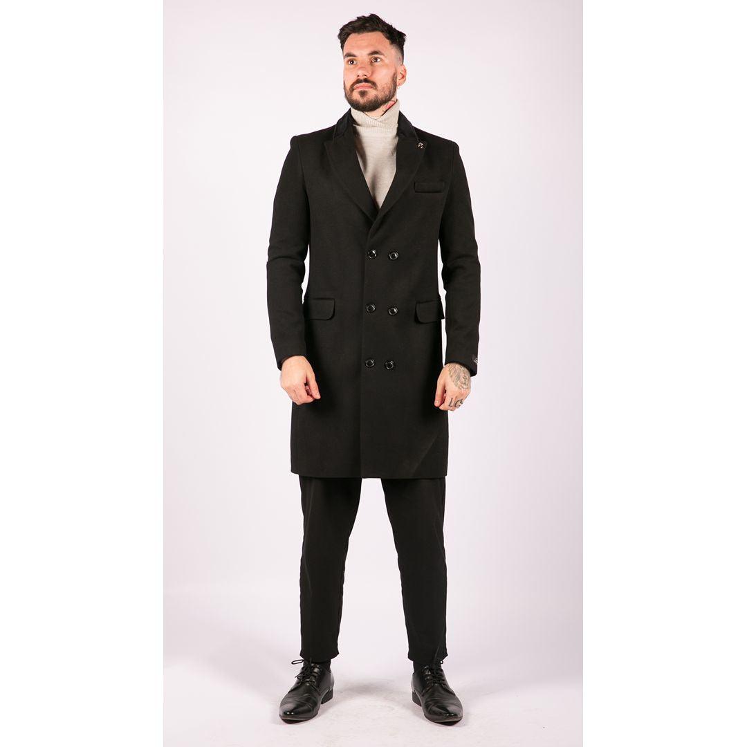 Mens 3/4 Long Double Breasted Overcoat Jacket Wool Coat Peaky Blinders - Knighthood Store