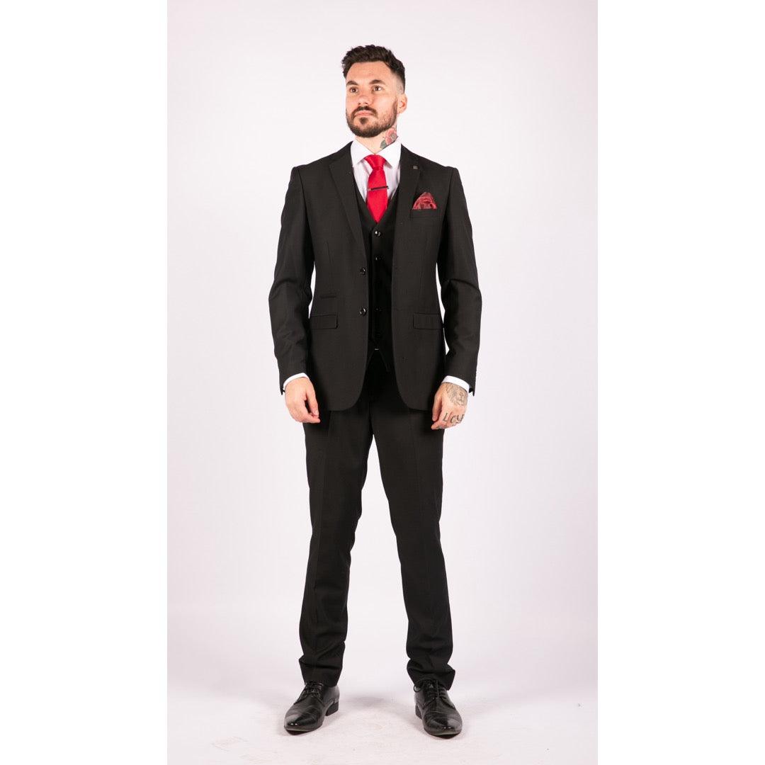 Mens 3 Piece Black Tailored Fit Complete Suit Classic Doorman Morning Funeral - Knighthood Store