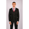 Mens 3 Piece Black Suit Gatsby 1920s Gangster Pinstripe Tailored Fit - Knighthood Store