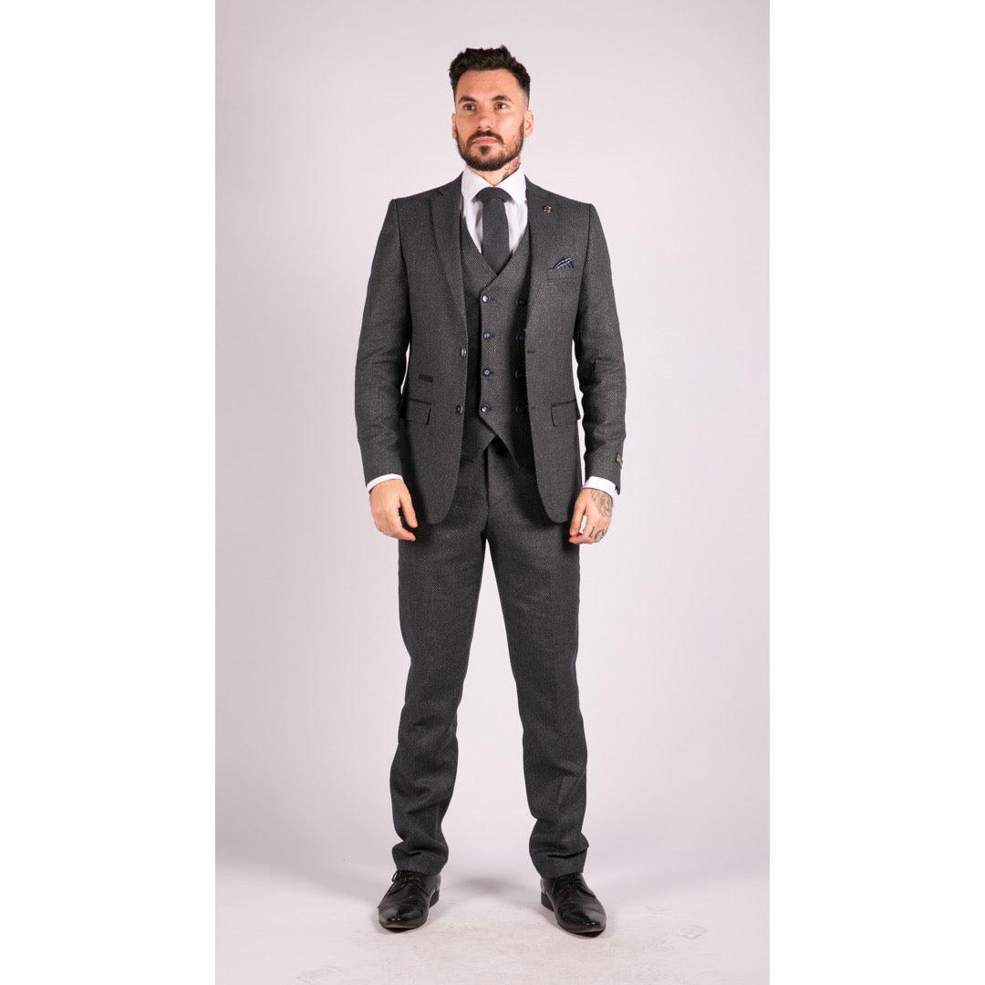 Mens 3 piece suit with double clearance breasted waistcoat