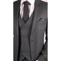 Mens Wool 3 Piece Suit Double Breasted Waistcoat Tweed 1920s - Knighthood Store