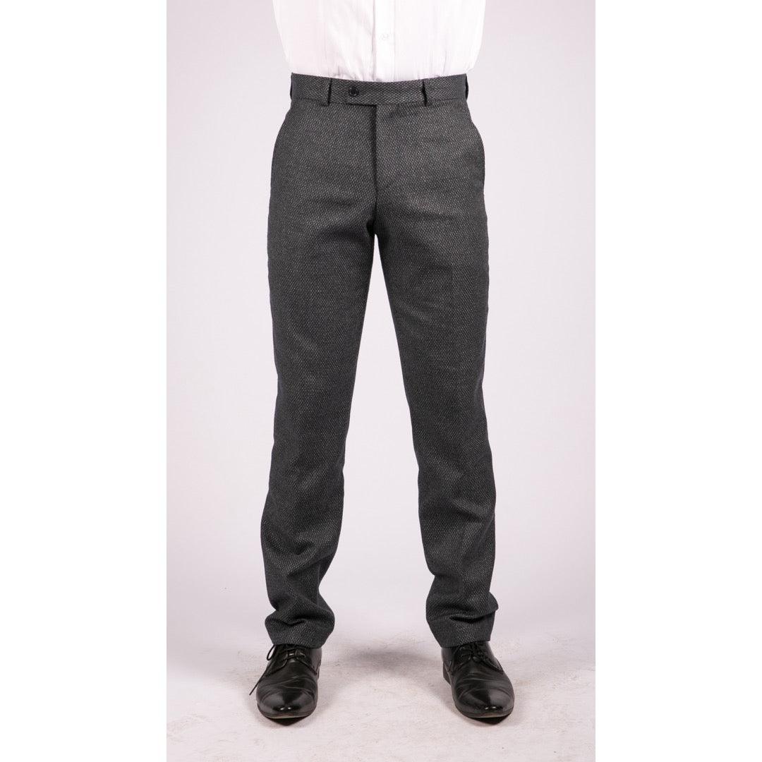 Mens Vintage Trousers Pinstripe Tweed Regular Smart Casual Classic 1920s - Knighthood Store