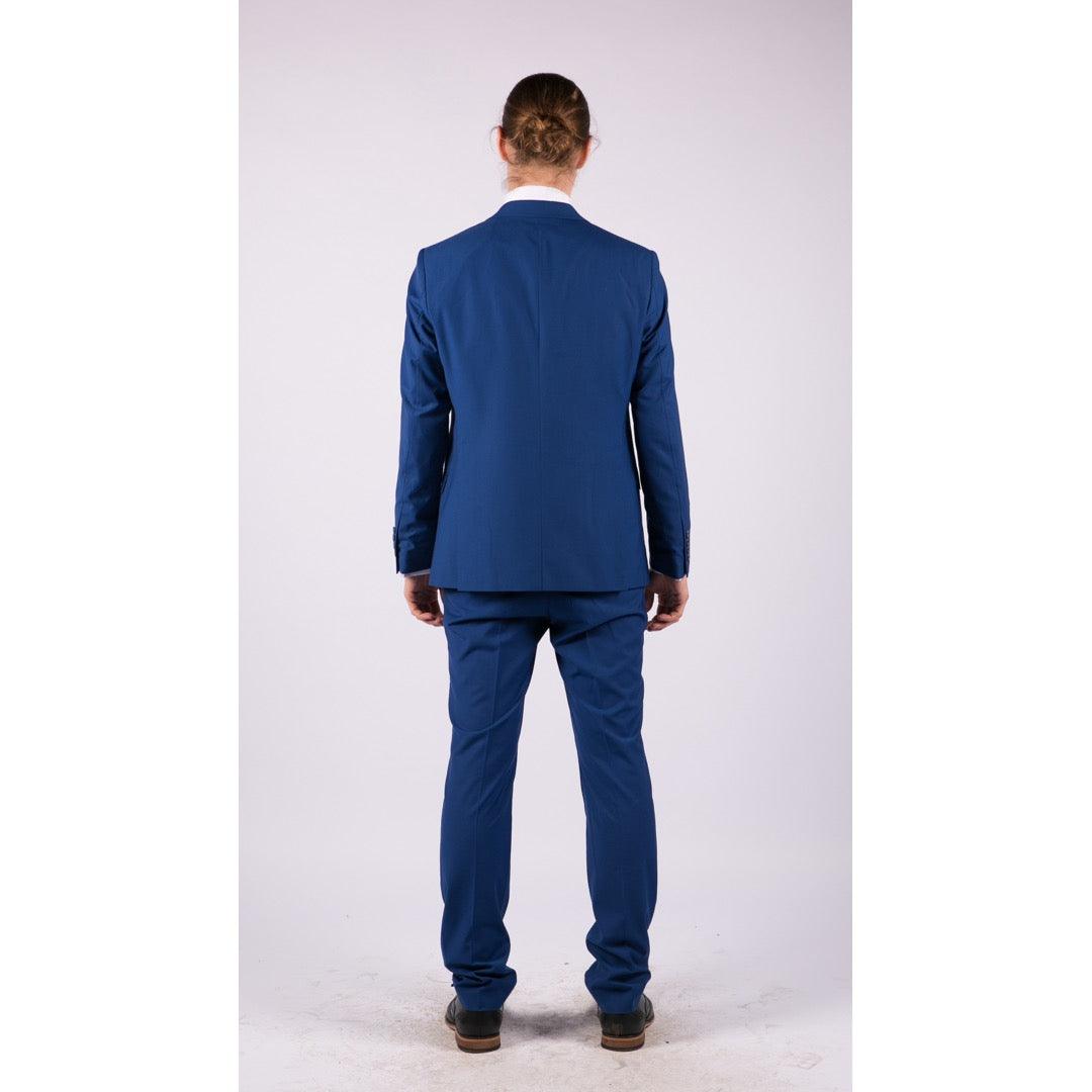 Mens 3 Piece Royal Blue Tailored Fit Suit Best Man Groom Prom Wedding Classic - Knighthood Store