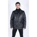 Mens 3/4 Tailored Fit Safari Parka Jacket Genuine Real Leather Military Black - Knighthood Store