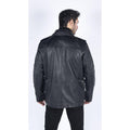 Mens 3/4 Tailored Fit Safari Parka Jacket Genuine Real Leather Military Black - Knighthood Store