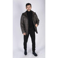 Mens 3/4 Tailored Fit Safari Parka Jacket Genuine Real Leather Military Black - Knighthood Store