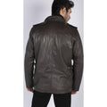 Mens 3/4 Tailored Fit Safari Parka Jacket Genuine Real Leather Military Black - Knighthood Store